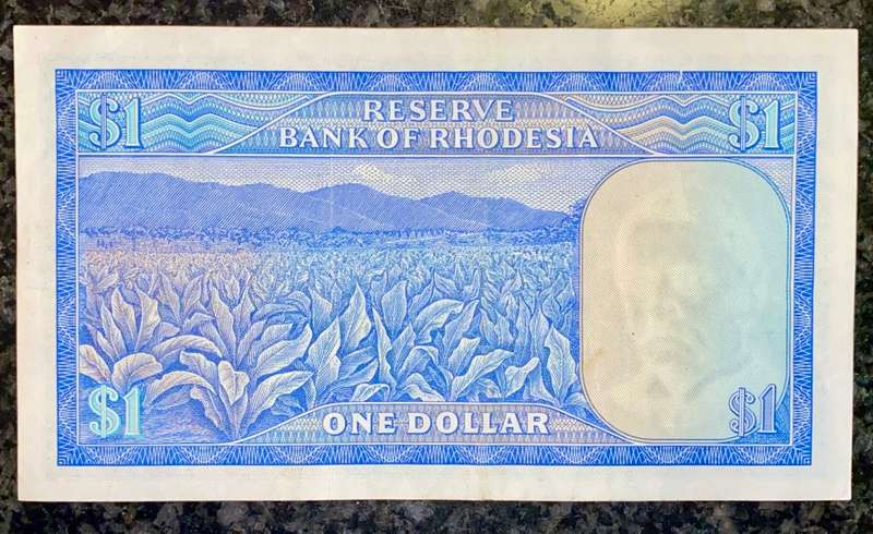 RHODESIA 1 DOLLARS 1974 C.J RHODES WTM L/80