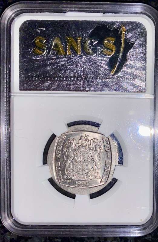 SOUTH AFRICA GRADED COMMEMORATIVE R5 PRESIDENTIAL INAUGURATION GRADED MS61 SANGS