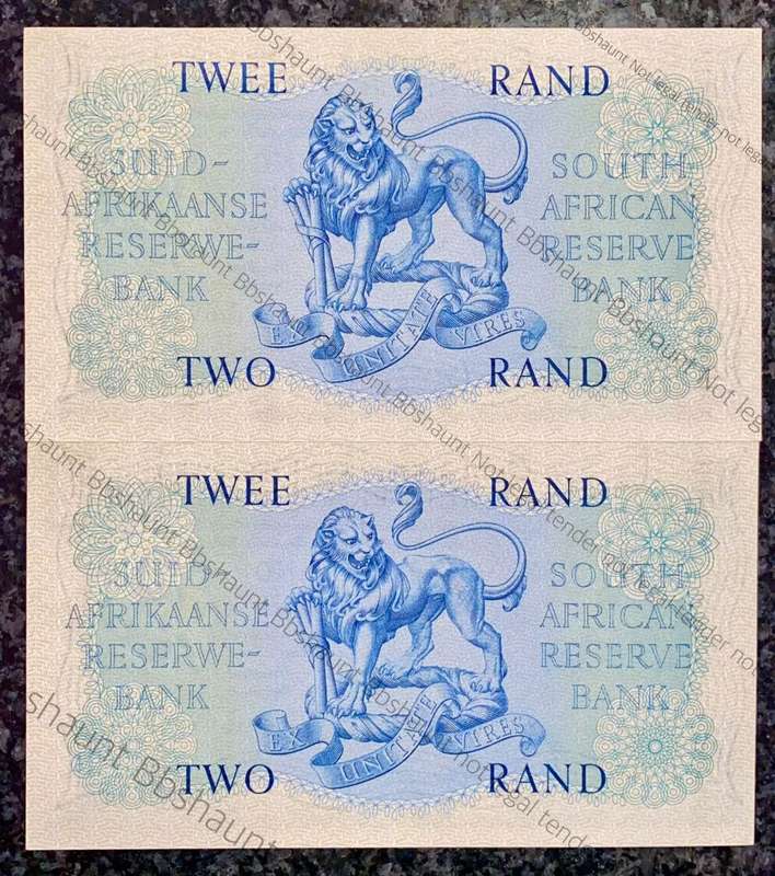 G RISSIK R2 IN SEQUENCE B131 /695695-696 UNC A/E FIRST ISSUE 1962 (1 BID TAKES ALL)