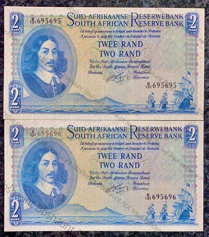 G RISSIK R2 IN SEQUENCE B131 /695695-696 UNC A/E FIRST ISSUE 1962 (1 BID TAKES ALL)