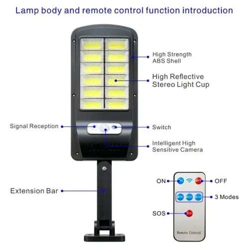120W Solar Light With Remote Outdoor 120 LEDs Solar Motion Sensor Wall Light with Remote 120W Solar