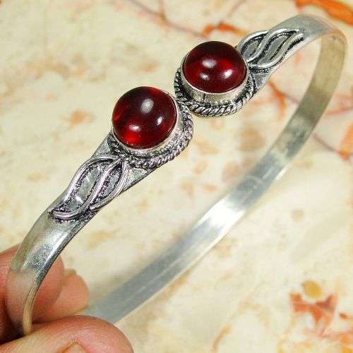 ** HANDCRAFTED ** QUARTZ GARNET 925 SILVER BRACELET