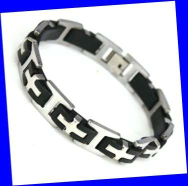 SLIM BLACK / STAINLESS STEEL MENS BRACELET