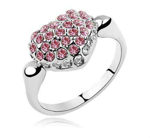 PERFECT PINKIE RING - PINK CRYSTALS HEART