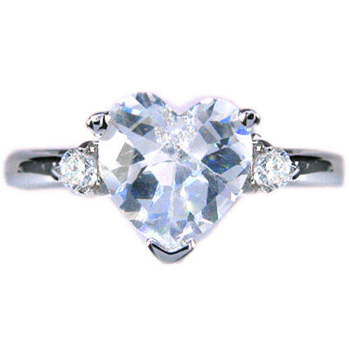 HEART TOPAZ 18K WGP RING - SIZE: 8