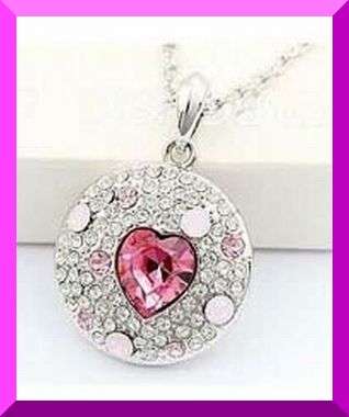 ROSE PINK CRYSTAL HEART PENDANT & CHAIN