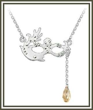 MAJESTIC AUSTRIA CRYSTAL OPERA MASK PENDANT & CHAIN