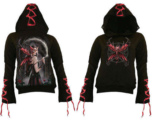 SPELLBOUND RED RIBBON HOODIE FROM ANNE STOKES - IMPORTED FROM UK