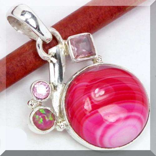 *Weekend Sale* - PINK BOTSWANA AGATE SOLID 925 STERLING SILVER PENDANT