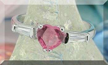 ELEGANT ROSE HEART 18K WHITE GOLD EP RING - SIZE : 7