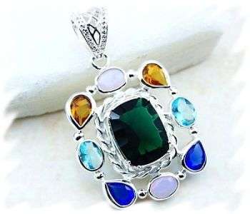 COLOURFUL GEMSTONES 925 SILVER PENDANT