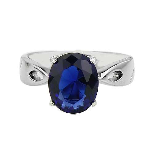 *Jewelry Forever* STUNNING SOLITAIRE NAVY CZ STAINLESS STEEL RING - SIZE: 8.25