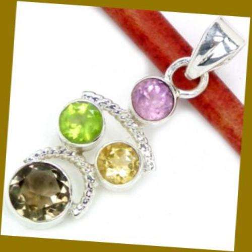 DAZZLING GENUINE GEMSTONE SOLID 925 STERLING SILVER PENDANT