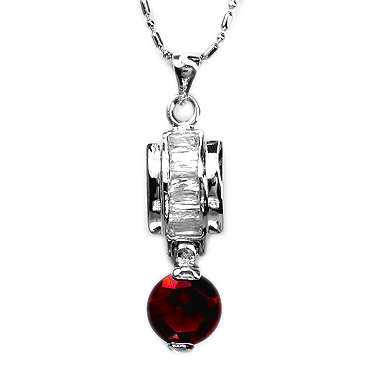 ELEGANT RUBY CZ 18K WGP PENDANT AND CHAIN