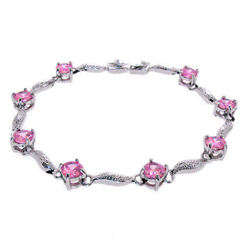 PRETTY PINK SAPPHIRE 18K WGP TENNIS BRACELET