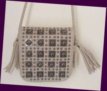 *R1* - STUDDED GREY HANDBAG WITH LONG STRAP