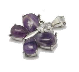 NATURAL AMETHYST GEMSTONE BUTTERFLY PENDANT