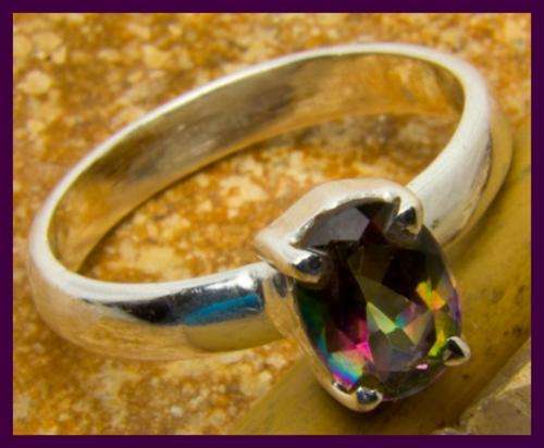*R1* - RAINBOW TOPAZ SOLID 925 STERLING SILVER RING - SIZE : 7.5