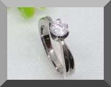 GLITTERING CRYSTAL CZ SILVER STAINLESS STEEL RING - SIZE: 6.25 AND 8.5