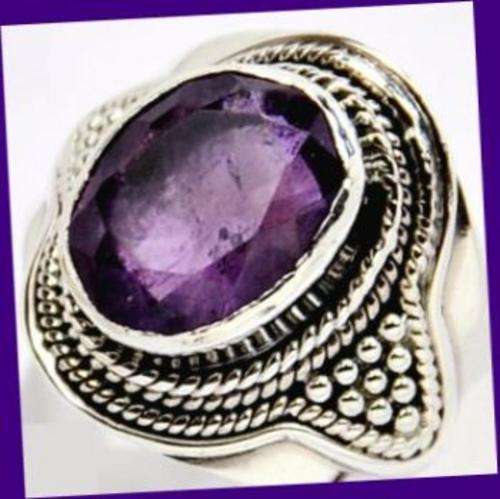 VIOLET QUEEN AMETHYST SOLID 925 STERLING SILVER RING - SIZE : 7.25