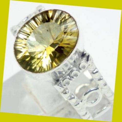 *R1* - SOLID 925 STERLING SILVER LEMON TOPAZ RING - SIZE : 9.25