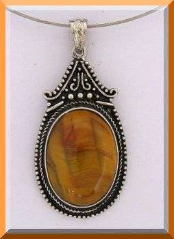 NATURAL TIGERS EYE VINTAGE STYLE PENDANT