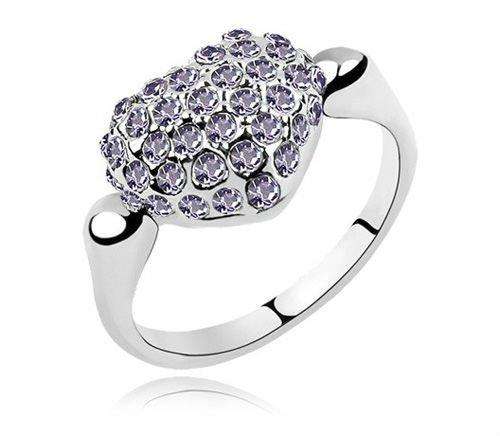 PRETTY 18K WGP CRYSTAL HEART RING - SIZE: 5
