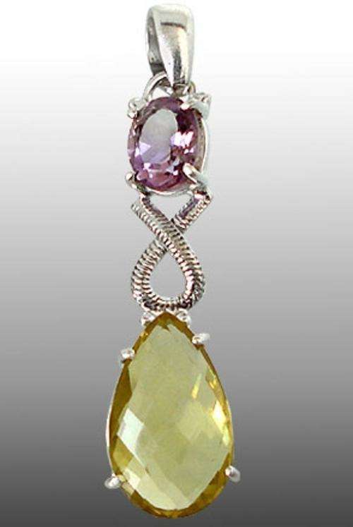 AMETHYST LEMON TOPAZ SOLID 925 SOLID STERLING SILVER PENDANT