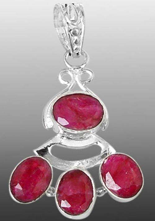 RED RUBY SOLID 925 STERLING SILVER PENDANT