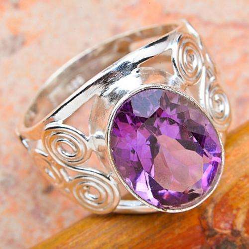 SOLID 925 STERLING SILVER AMETHYST RING - SIZE 8.5