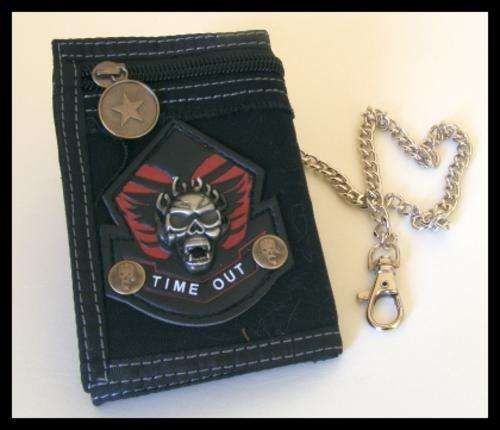 BLACK DENIM WALLET WITH CHAIN