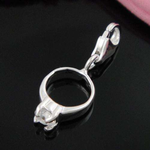 925 SILVER EP SOLITAIRE CZ "RING" CHARM FOR BRACELET