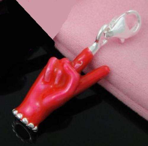 925 SILVER EP RED PEACE HAND CHARM