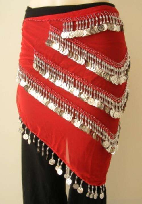 RED CHIFFON BELLY DANCING SCARF