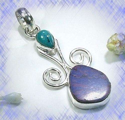 MOSAIC JASPER / TURQUOISE 925 SILVER EP PENDANT