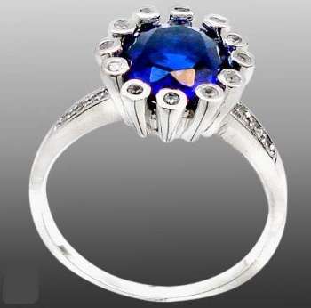 SOLID 925 STERLING SILVER BLUE SAPPHIRE RING - SIZE 7.5