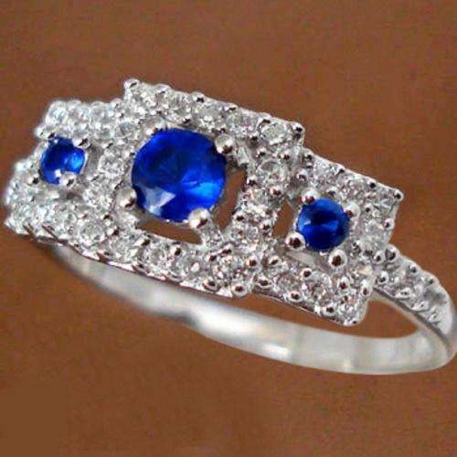 *R1* - SOLID 925 STERLING SILVER BLUE SAPPHIRE RING - SIZE 6.5