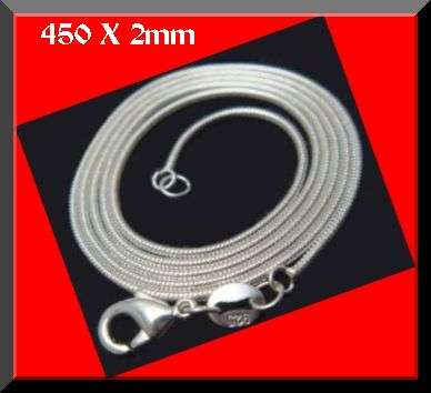 925 STERLING SILVER EP SNAKE CHAIN - 450mm x 2mm