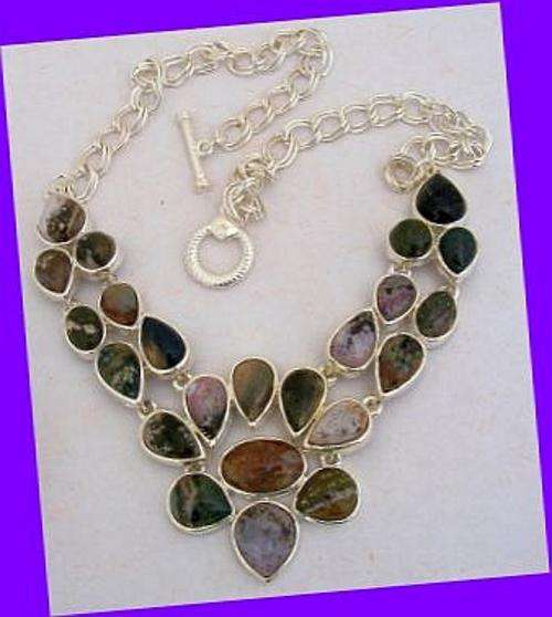 ELEGANT GENUINE NATURAL GEMSTONE 925 SILVER EP NECKLACE