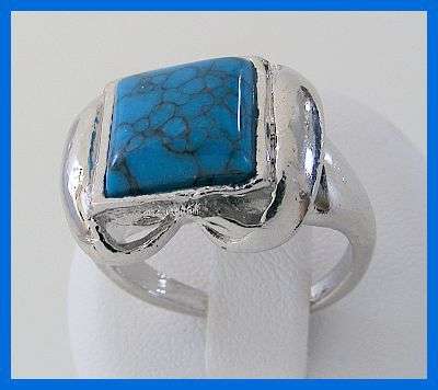 *R1* - GORGEOUS BLUE TURQUOISE TIBETAN SILVER RING - SIZE 8