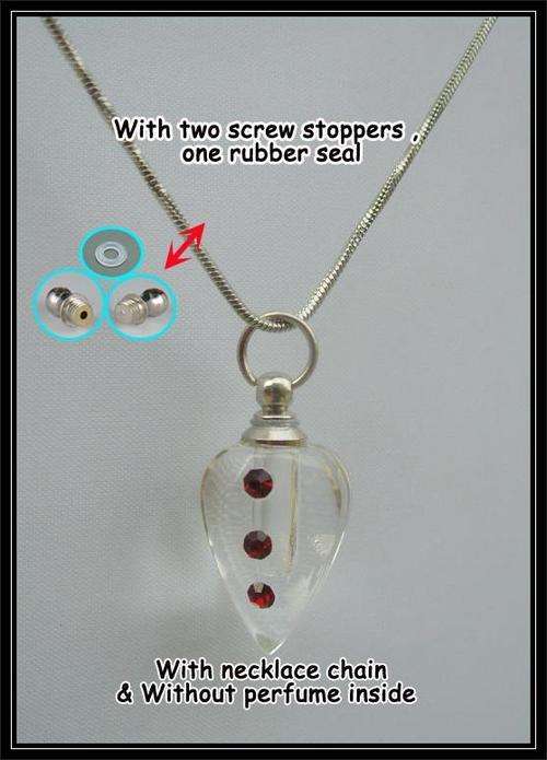 CRYSTAL RHINESTONE PERFUME VIAL (CLEAR) PENDANT AND CHAIN