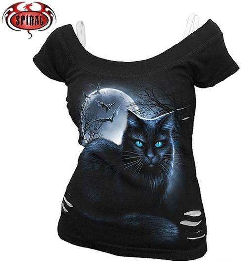 MYSTICAL MOONLIGHT 2 IN 1 RIPPED T-SHIRT - IMPORTED FROM SPIRAL UK - MEDIUM