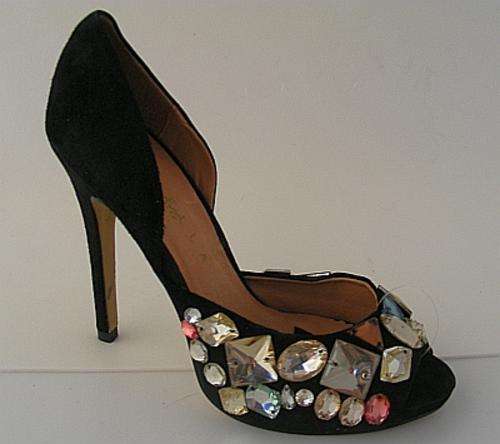 GENUINE SUEDE BLACK JEWELLED SHOES FROM DANIELLA MICHELLE - ZOOM - SIZE: 5 and 7