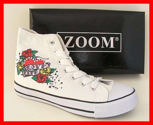 WHITE ALENA LOVE LIFE SNEAKERS FROM ZOOM - SIZES: 5, 6, 7, 8