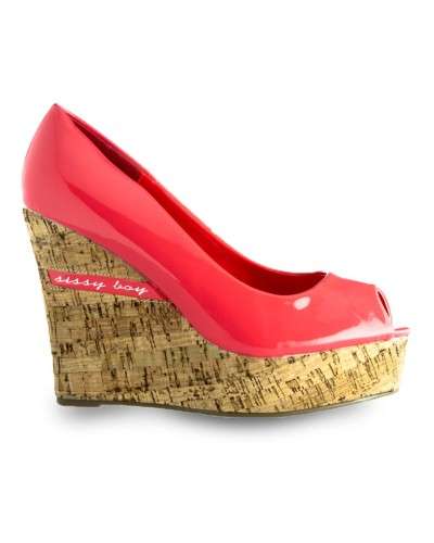 CORAL CORK WEDGE SHOES FROM SISSY BOY - SIZE: 7