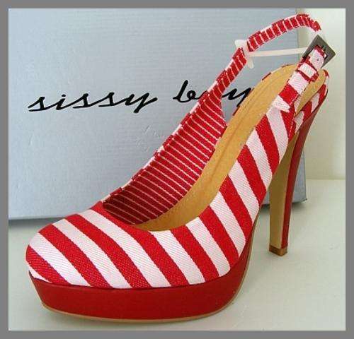 *R1* - RED STRIPED SHOES FROM SISSY BOY - SIZE: 7