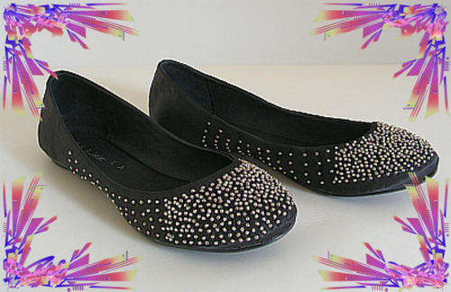 BLACK CASSANDRA STUDDED SHOES FROM ZOOM - SIZE : 5