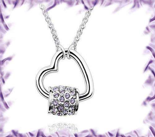 PERFECT LOVE CRYSTAL PENDANT & CHAIN - PURPLE