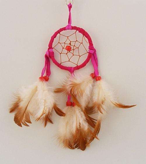 SMALL PINK LEATHER DREAMCATCHER