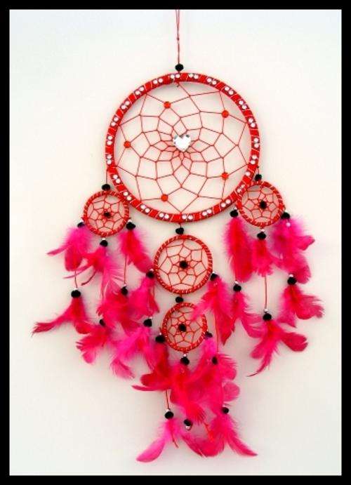 BLING RED / SILVER 5 CIRCLE DREAMCATCHER